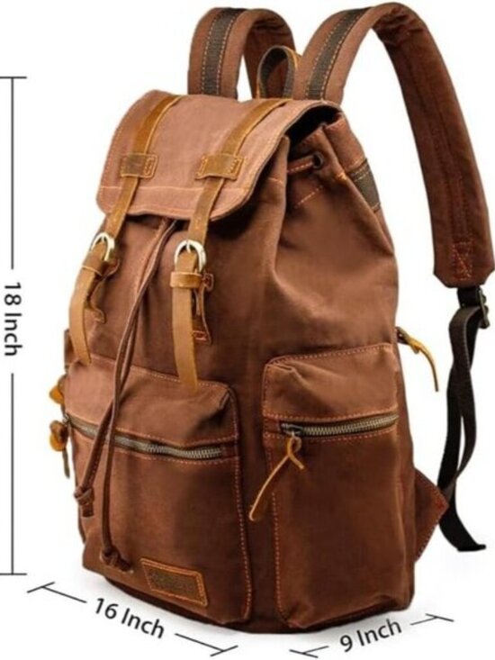 Women\'s Coffee Canvas Laptop Backpack Vintage Travel Hiking Rucksack 15\